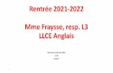 Rentrée 2021-2022 Mme Fraysse, resp. L3 LLCE Anglais