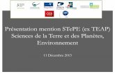 Présentation mention STePE (ex TEAP) Sciences de la Terre ...