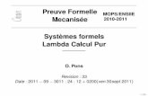 Systèmes formels Lambda Calcul Pur