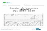 Dossier de Vacances Français CE1 2019-2020
