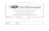POLITIQUE DE CERTIFICATION Autorit© de Etat : Officiel CERTEUROPE V3 Politique de Certification Derni¨re