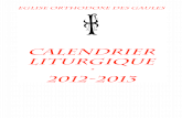 Calendrier liturgique 2012 - 2013