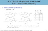 1 3.3 Circuits logiques   m©moire 3.3.1 Bascules (latches) Bascules SR (SR Latch) M©moire 1-bit S Q Q R Q Q © B©at Hirsbrunner, University of Fribourg,