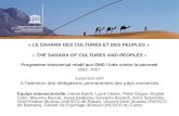 « LE SAHARA DES CULTURES ET DES PEUPLES » «  THE SAHARA OF CULTURES AND PEOPLES  »