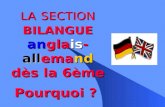LA SECTION BILANGUE anglais- allemand d¨s la 6¨me Pourquoi ?