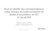 Peut-on ©tablir des correspondances entre niveaux du Cadre europ©en et stades dacquisition en LE? Le cas du FLE Sabine Lopez, UPMC  @upmc.fr