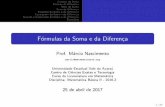Fórmulas da Soma e da Diferença - Matemá · PDF file 2017-04-26 · Cotangente da Soma e da Diferen˘ca Secante e Cossecante da Soma e da Diferen˘ca Exerc cios F ormulas da Soma